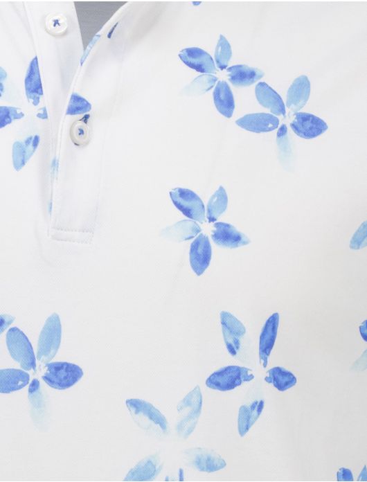 Eden Valley polo wit met blauwe print