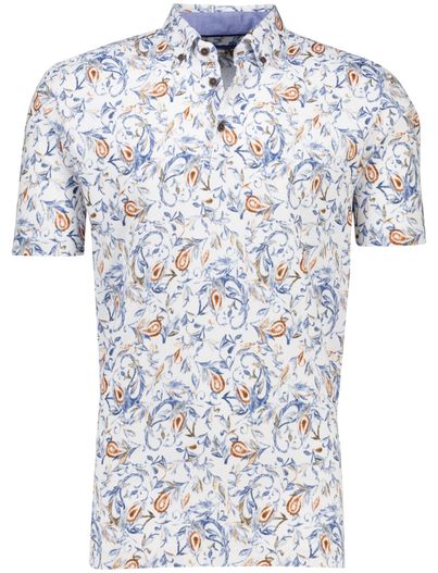 Eden Valley Eden Valley polo wit geprint regular fit pique