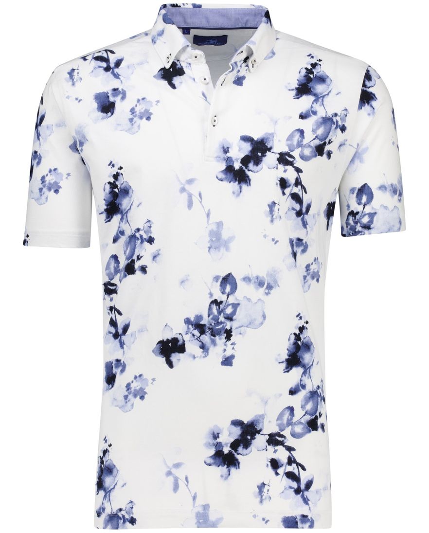 Eden Valley polo wit geprint korte mouw