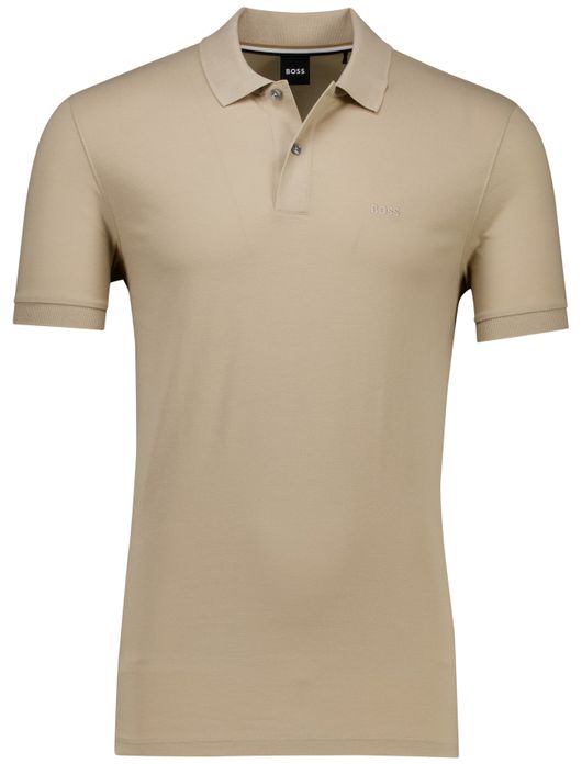 BOSS polo korte mouw beige effen Pallas