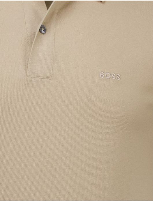 BOSS polo korte mouw beige effen Pallas