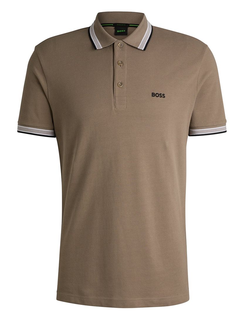 BOSS Green poloshirt bruin 3-knoops