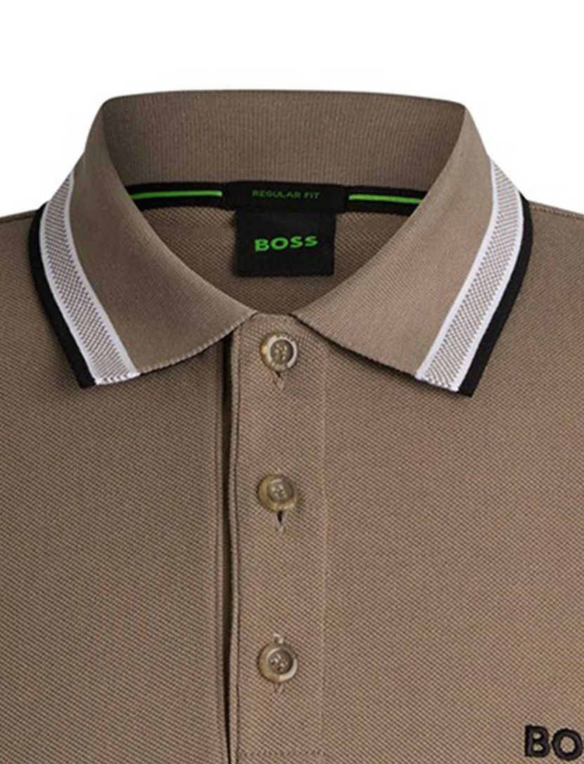 BOSS Green poloshirt bruin 3-knoops
