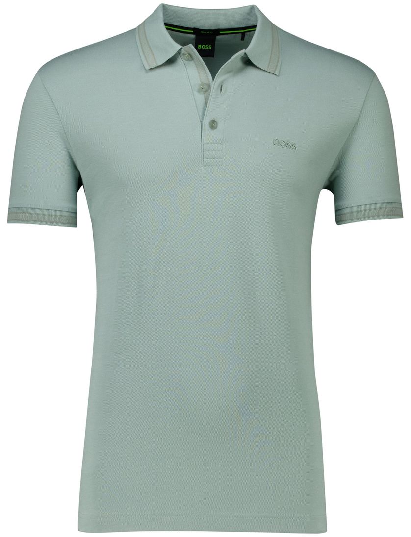 katoenen Boss Green Paddy polo groen effen normale fit