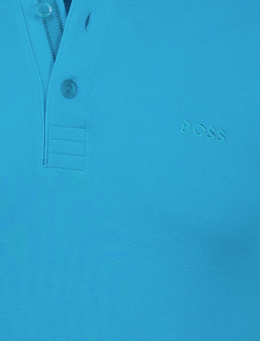 katoenen Boss Green polo effen blauw normale fit
