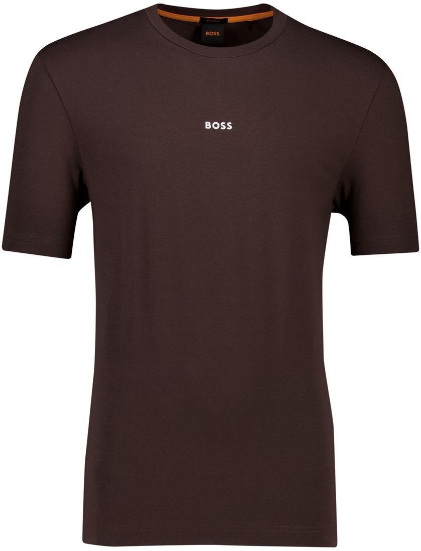 Boss Orange TChup donkerbruin effen normale fit katoen