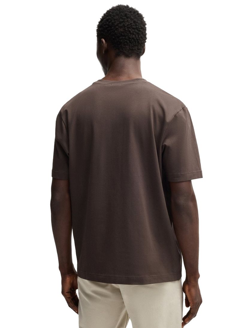 Boss Orange TChup donkerbruin effen normale fit katoen