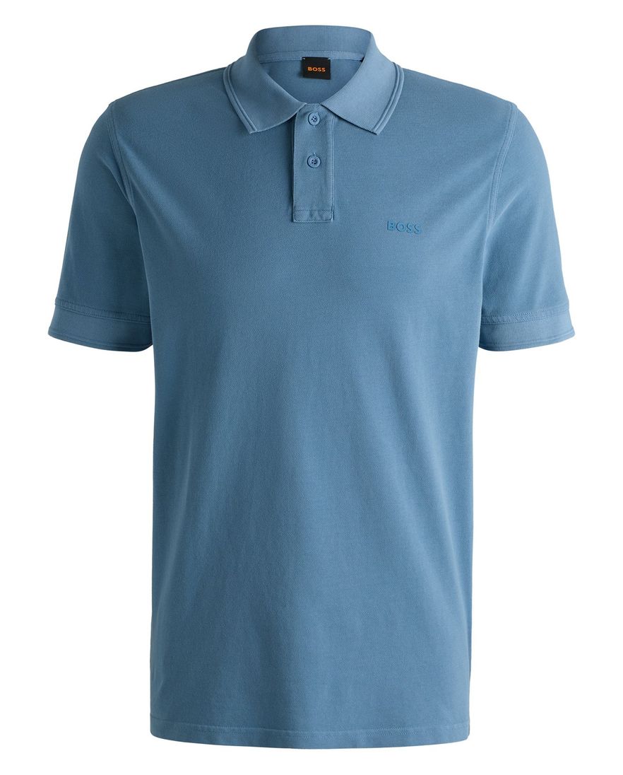 BOSS Orange Prime poloshirt blauw effen