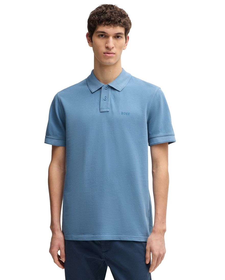 BOSS Orange Prime poloshirt blauw effen