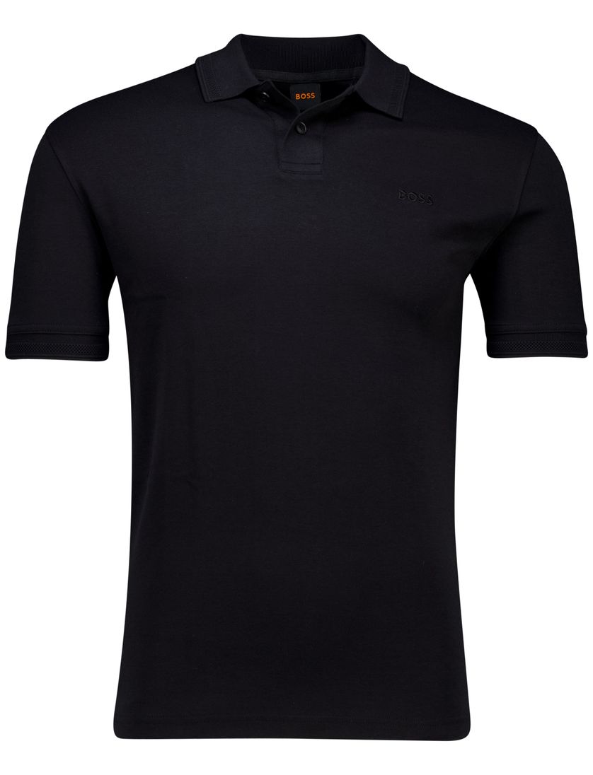 katoenen Boss Orange Polo zwart normale fit katoen