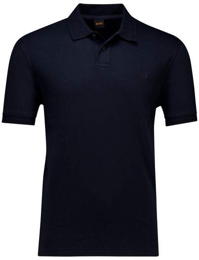 Hugo Boss katoenen Boss polo korte mouw donkerblauw effen
