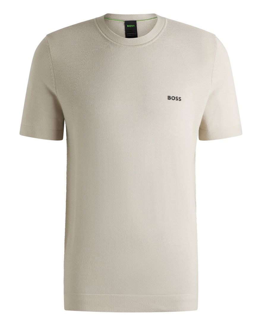 BOSS green t-shirt beige effen katoen