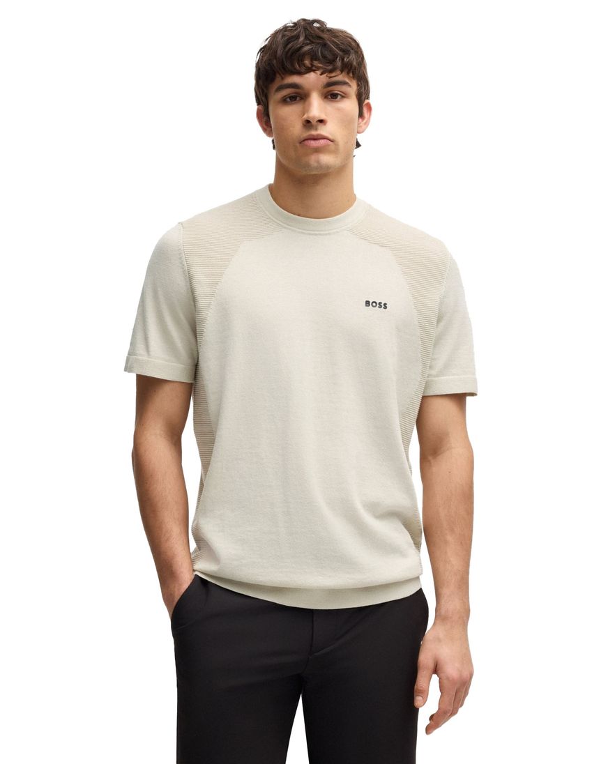 BOSS green t-shirt beige effen katoen
