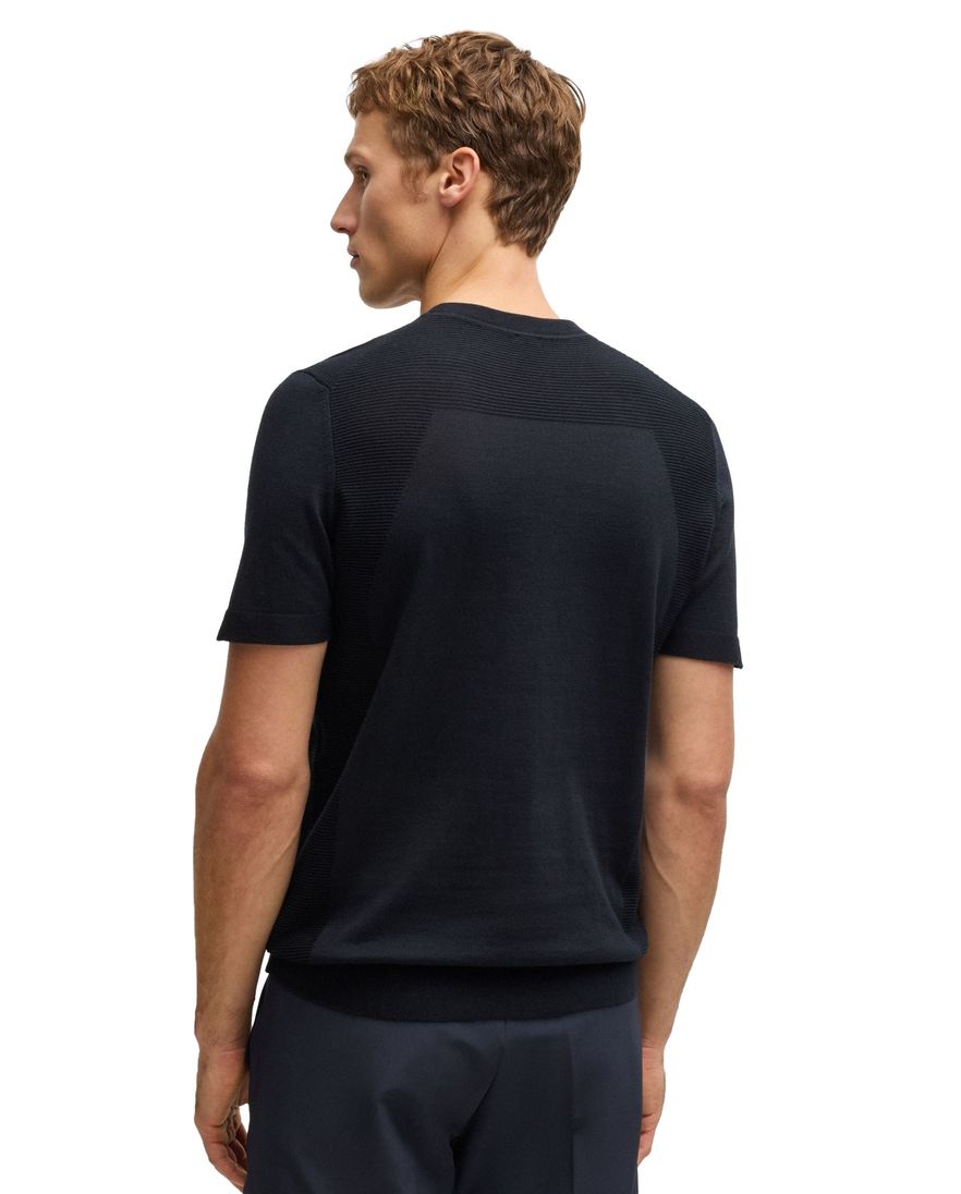 BOSS green t-shirt zwart effen ronde hals