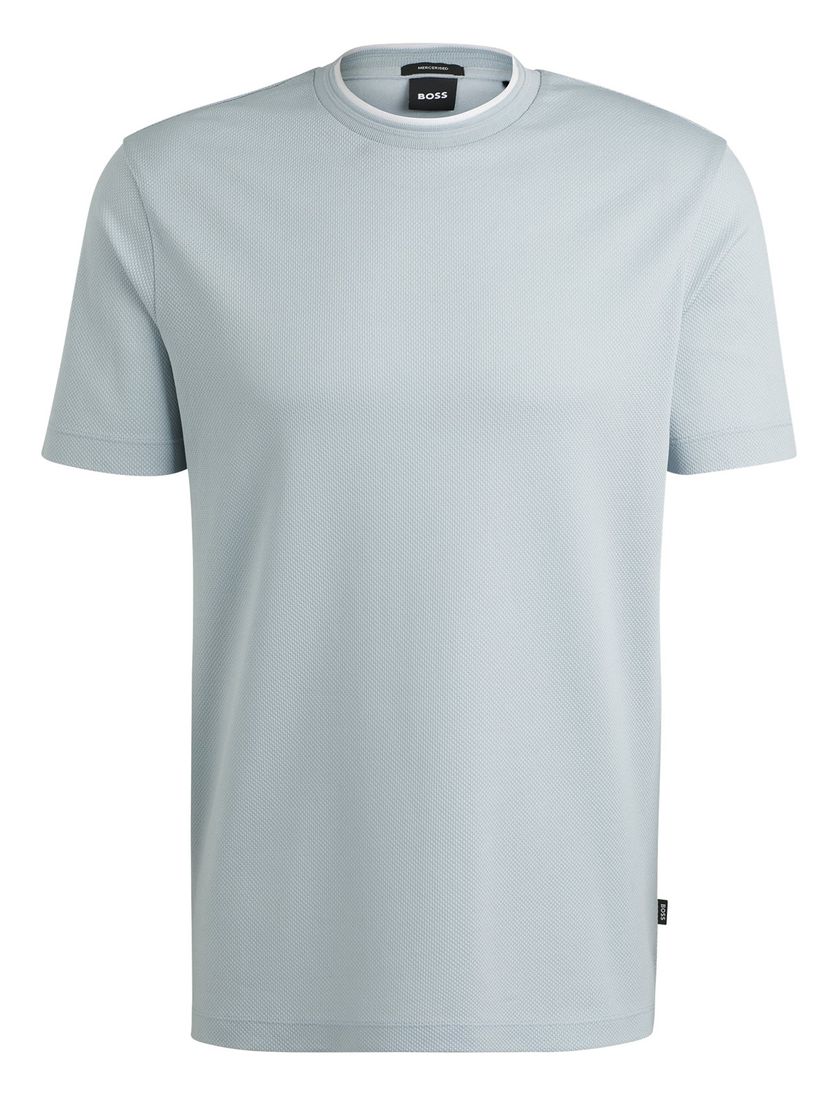 BOSS Black t-shirt lichtblauw effen katoen