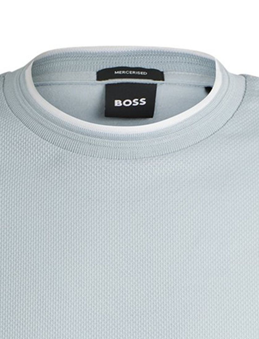 BOSS Black t-shirt lichtblauw effen katoen