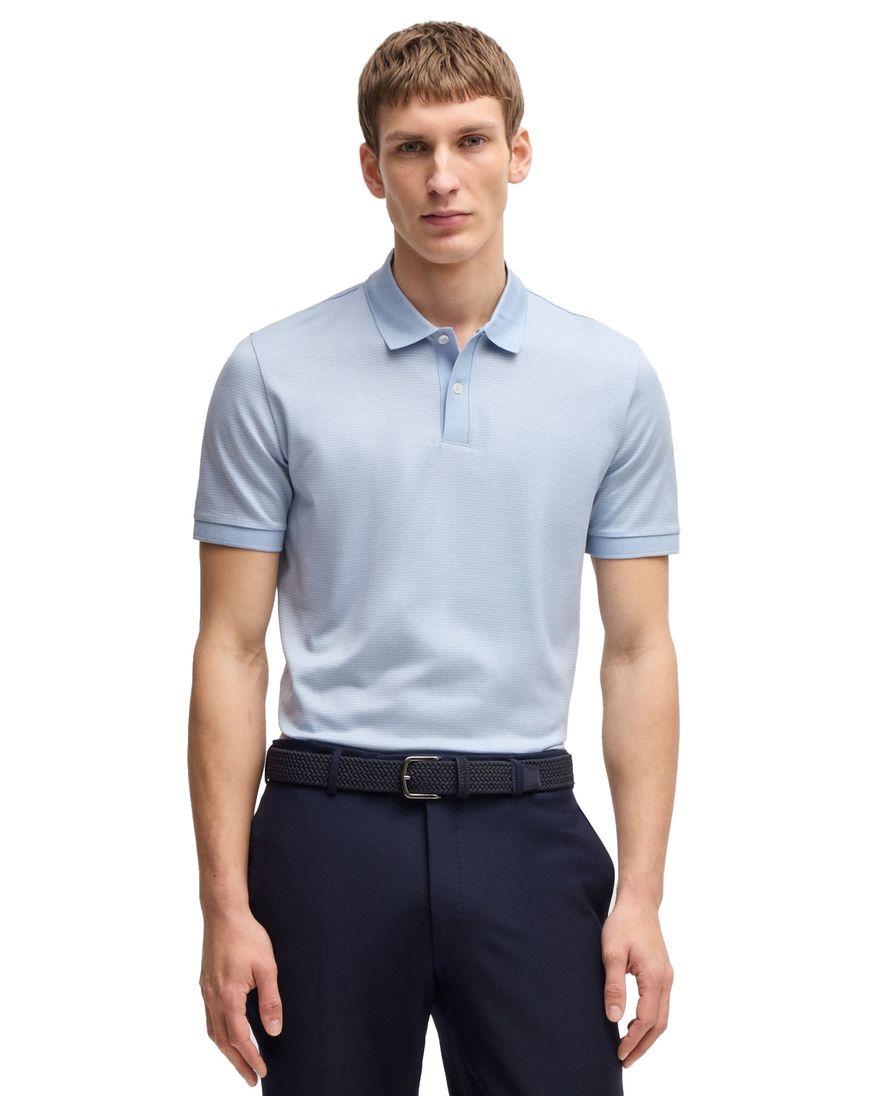 Boss Black H-parlay polo effen lichtblauw normale fit