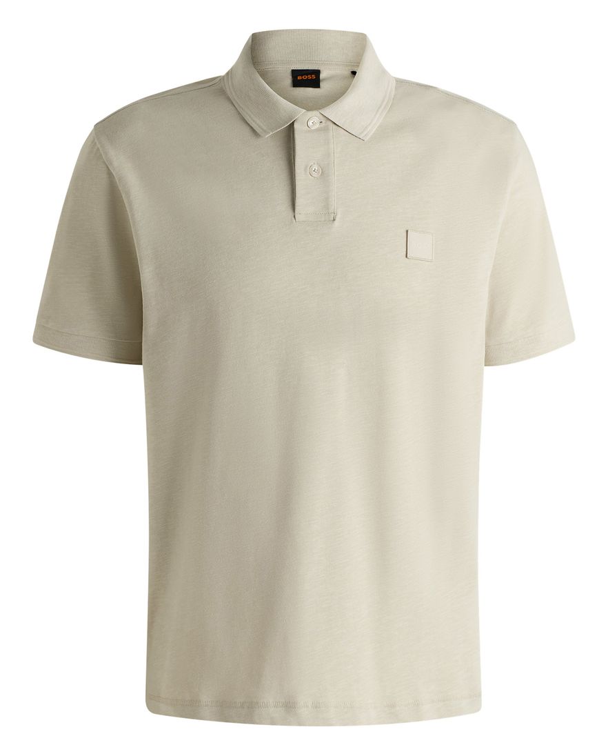 BOSS Orange poloshirt beige effen katoen