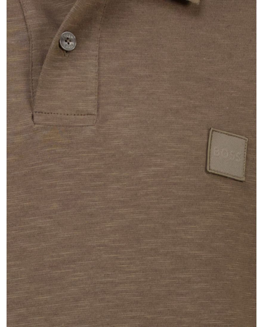 Boss Orange polo bruin effen normale fit katoen