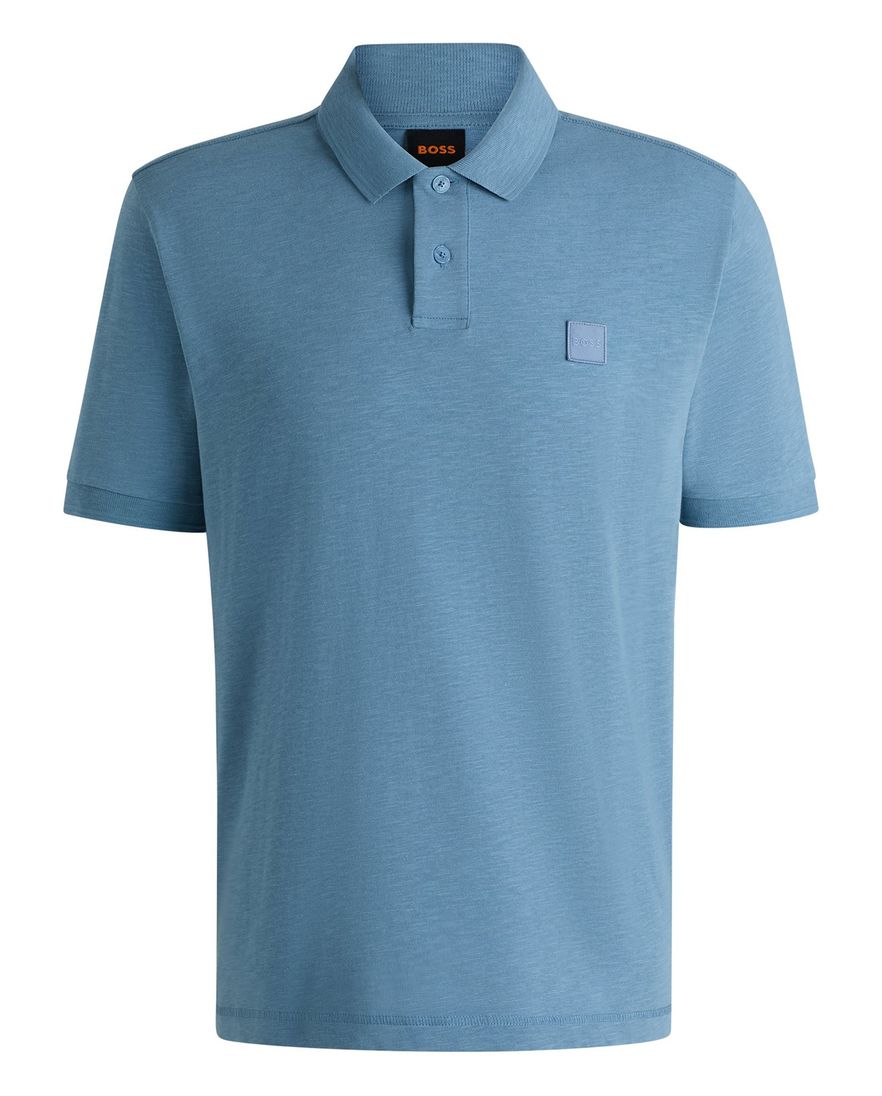BOSS Orange poloshirt blauw effen katoen