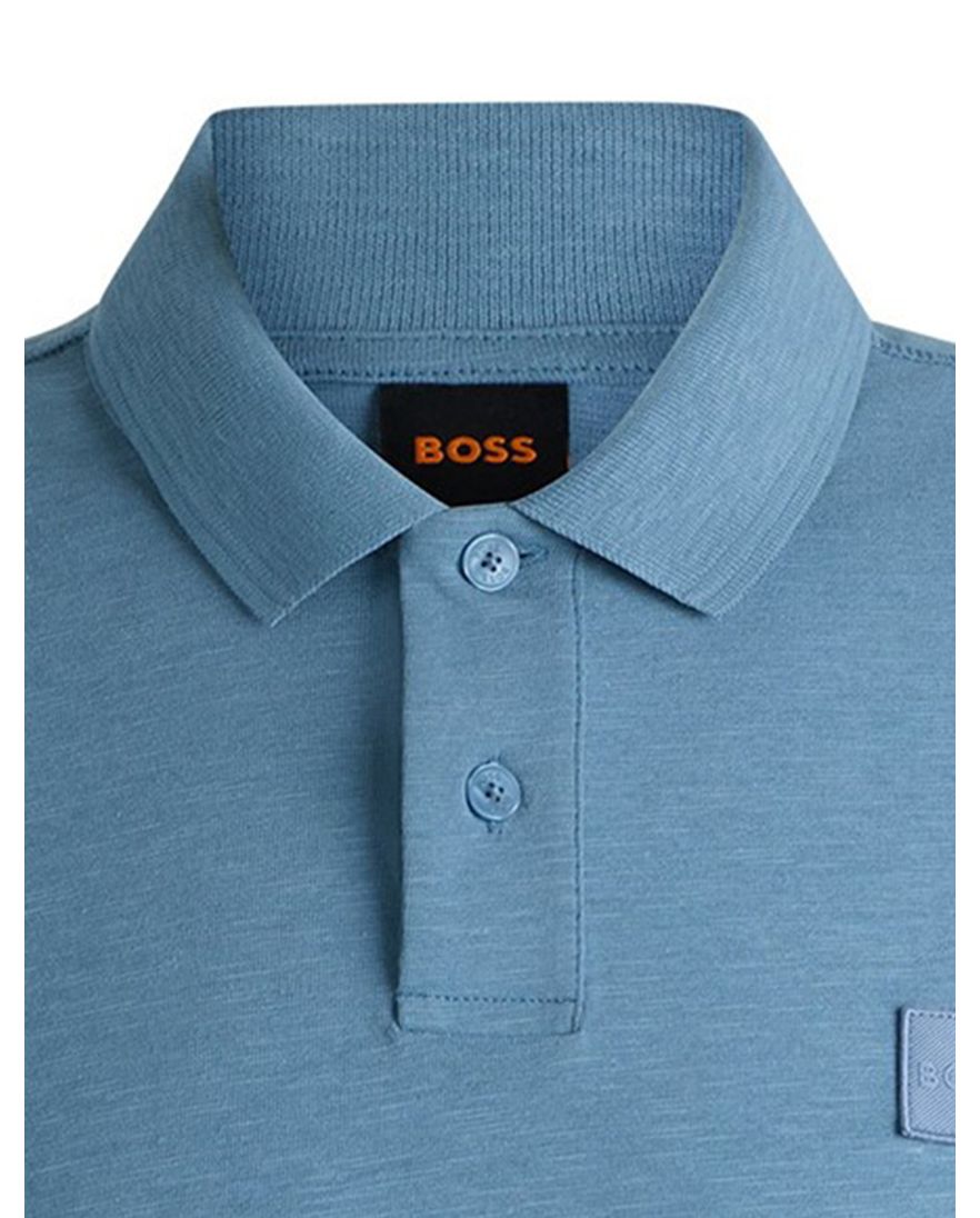 BOSS Orange poloshirt blauw effen katoen