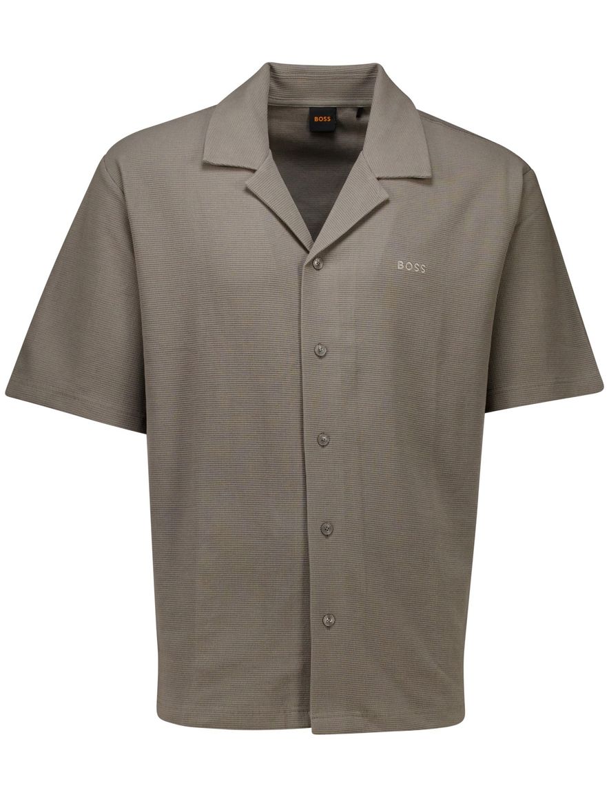 Boss Orange overhemd korte mouw Pe Waffleshirt