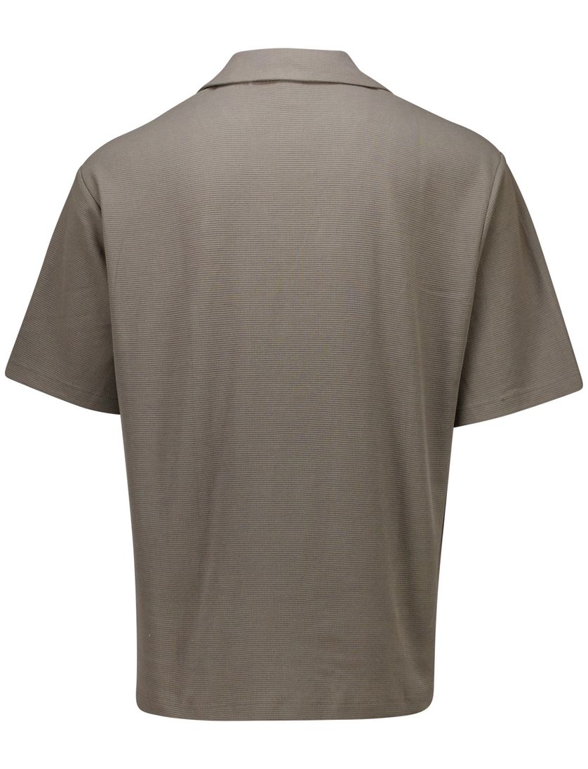 Boss Orange overhemd korte mouw Pe Waffleshirt bruin