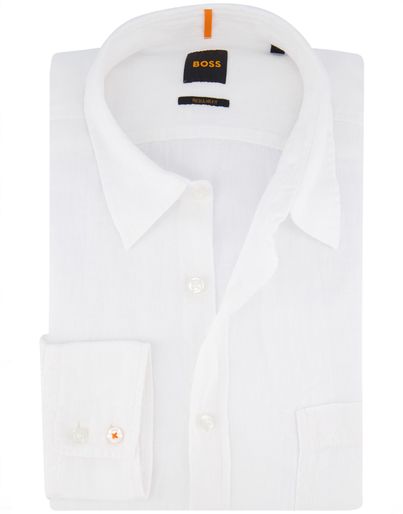 Hugo Boss Hugo Boss Orange overhemd wit lange mouw 100% linnen