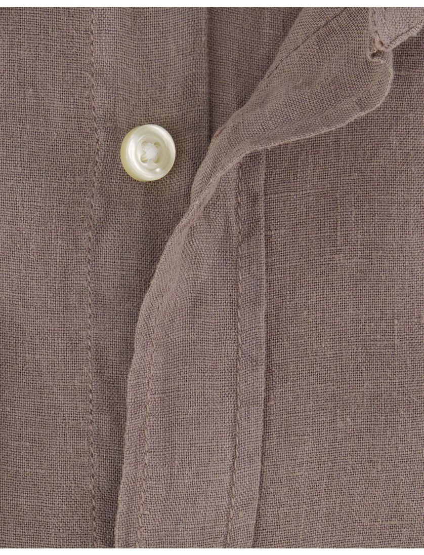 Hugo Boss Orange overhemd bruin lange mouw linnen