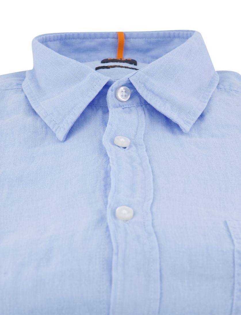 Boss Orange overhemd lichtblauw linnen lange mouw