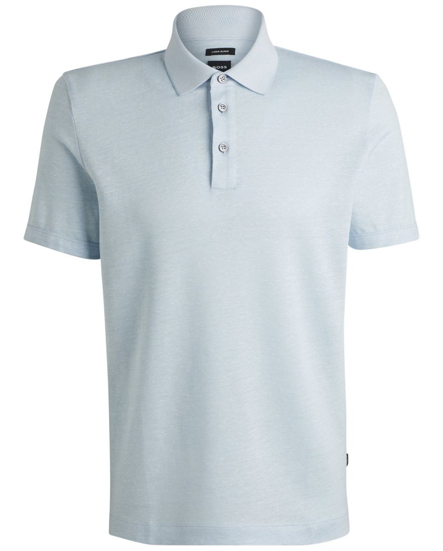 Boss poloshirt lichtblauw effen katoen