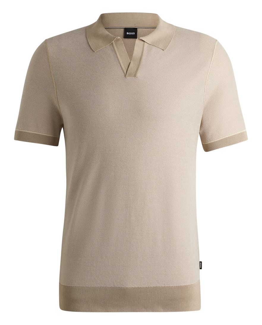 BOSS Black poloshirt beige v-hals effen