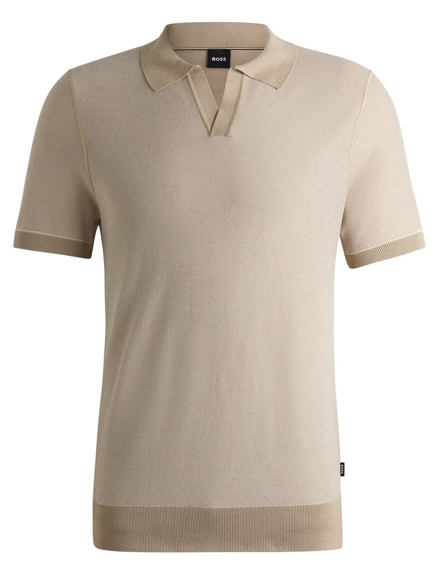 BOSS Black poloshirt beige v-hals effen