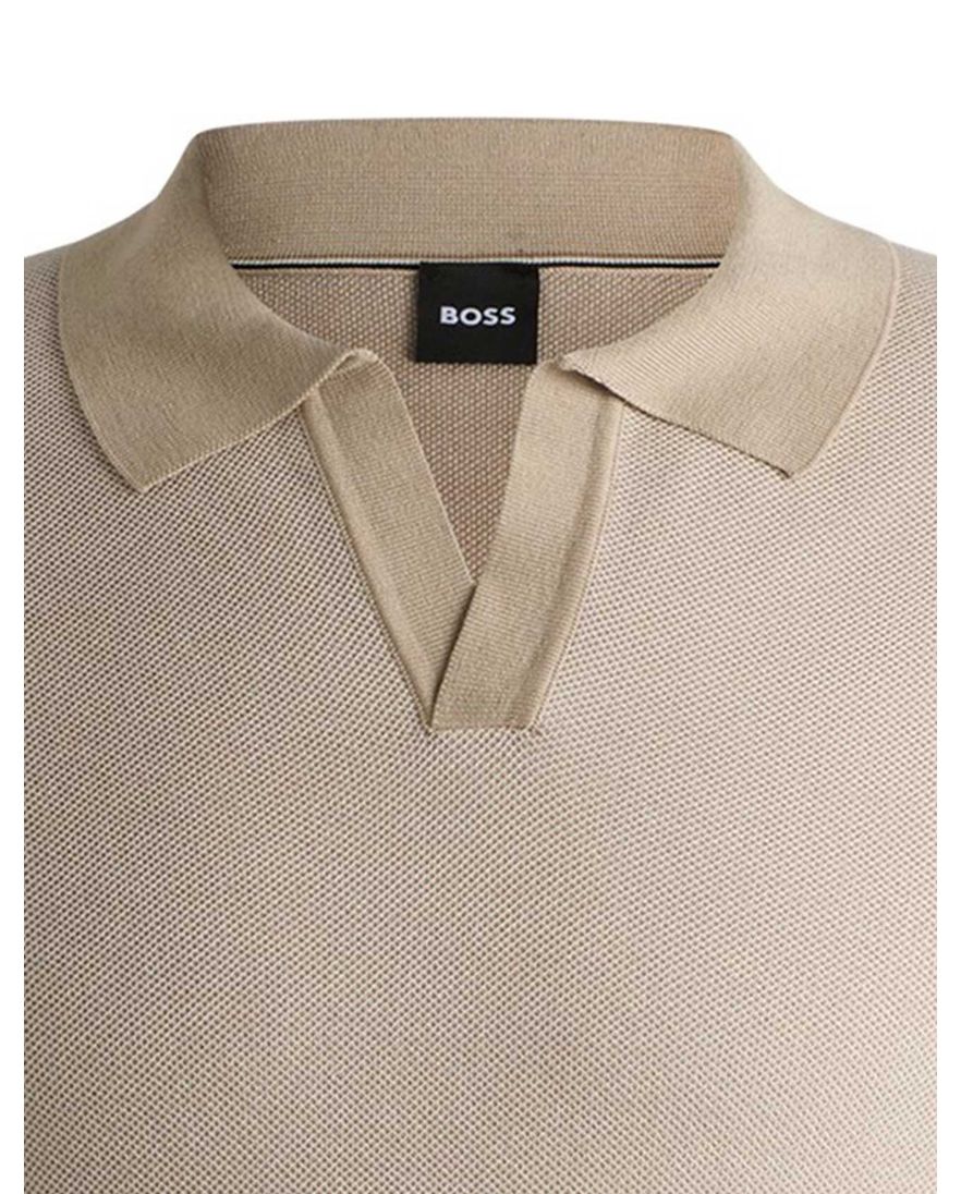 BOSS Black poloshirt beige v-hals effen