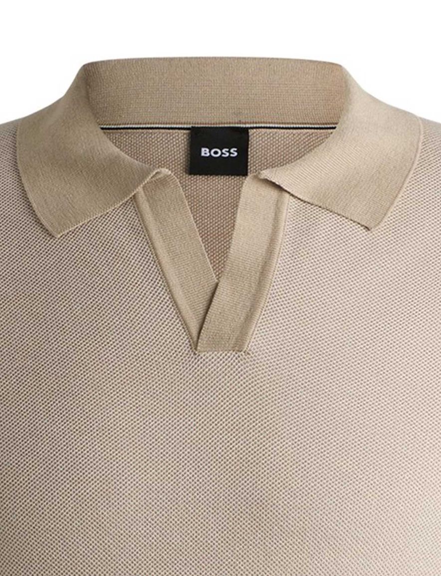 BOSS Black poloshirt beige v-hals effen