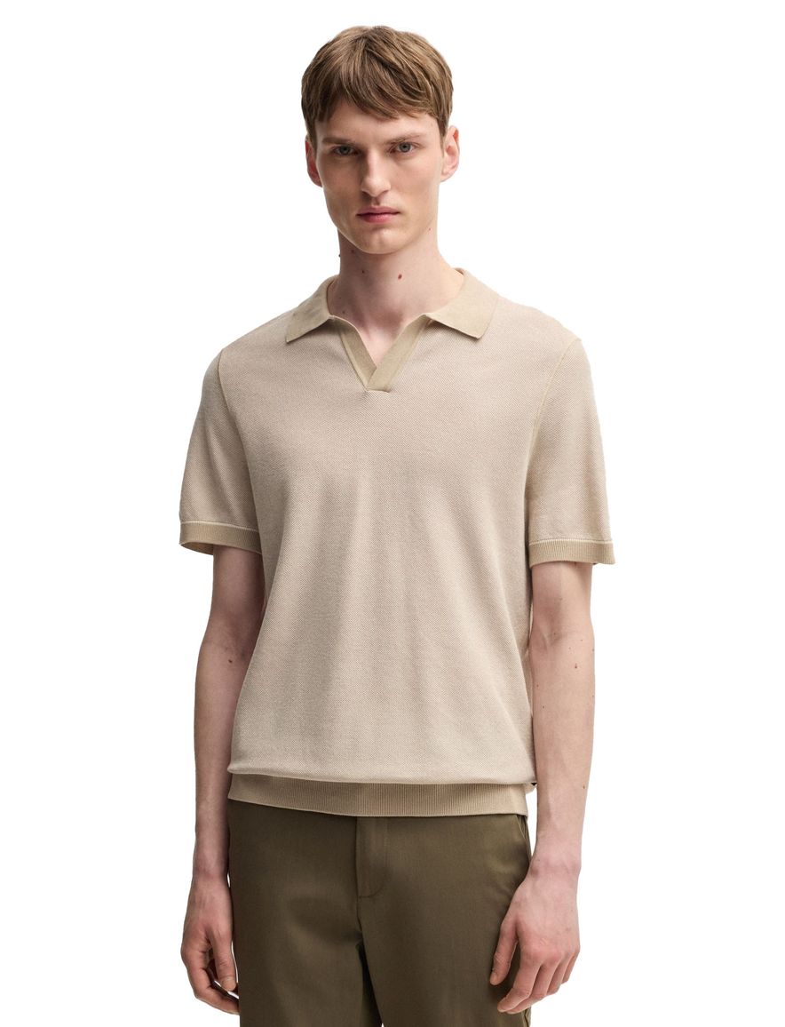 BOSS Black poloshirt beige v-hals effen