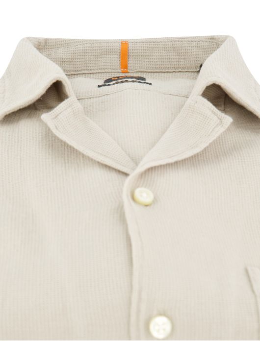 Boss Orange overhemd korte mouw Rayer beige