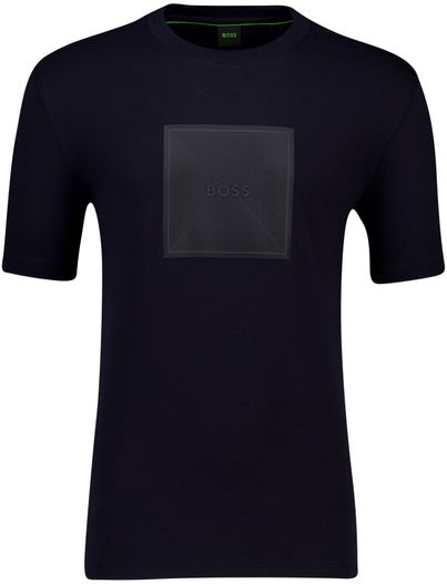 Hugo Boss Boss Green T-shirt donkerblauw effen Logo Rib katoen