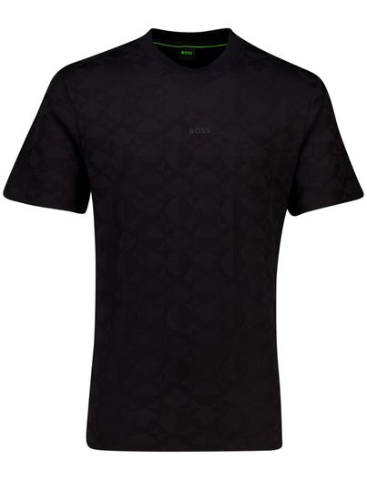 Hugo Boss katoenen Boss Green T-shirt effen zwart ronde hals
