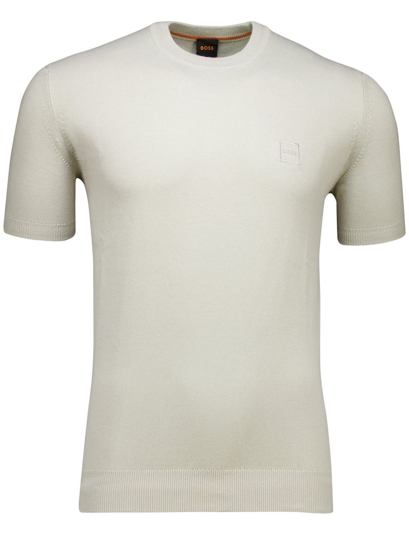 Boss Orange t-shirt beige Kanache met boord