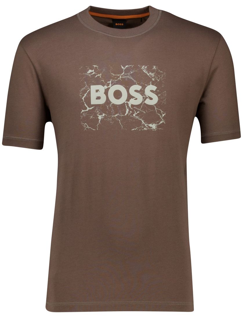 Boss Orange t-shirt bruin met logo katoen