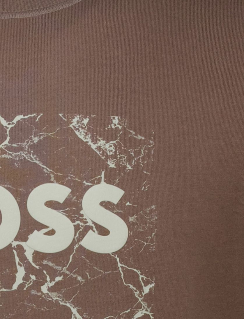 Boss Orange t-shirt bruin met logo katoen