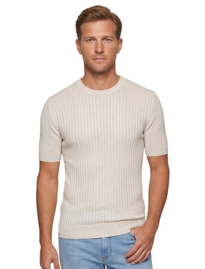 Hugo Boss BOSS orange t-shirt Ajordino creme ronde hals