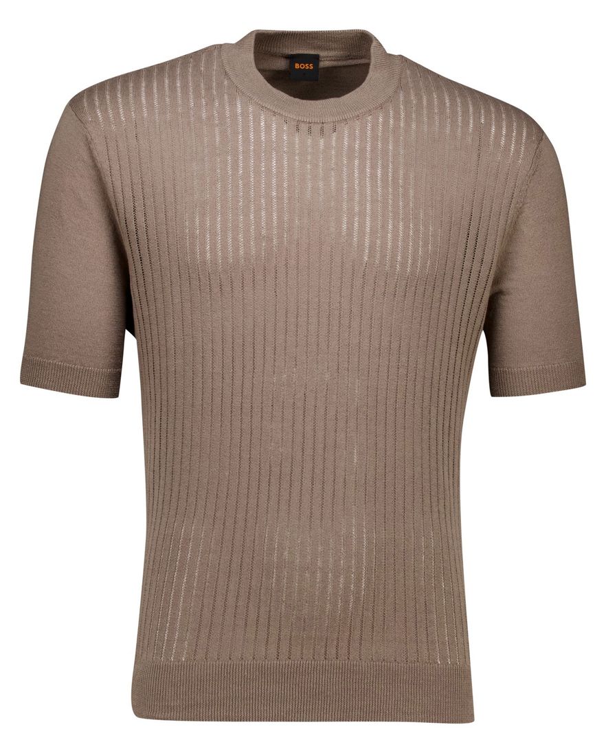 Hugo Boss Ajordino T-shirt bruin met boord