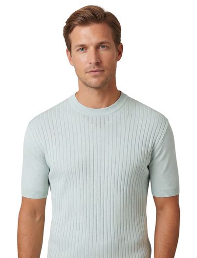 Hugo Boss Boss Ajordino T-shirt effen lichtblauw structuur normale fit