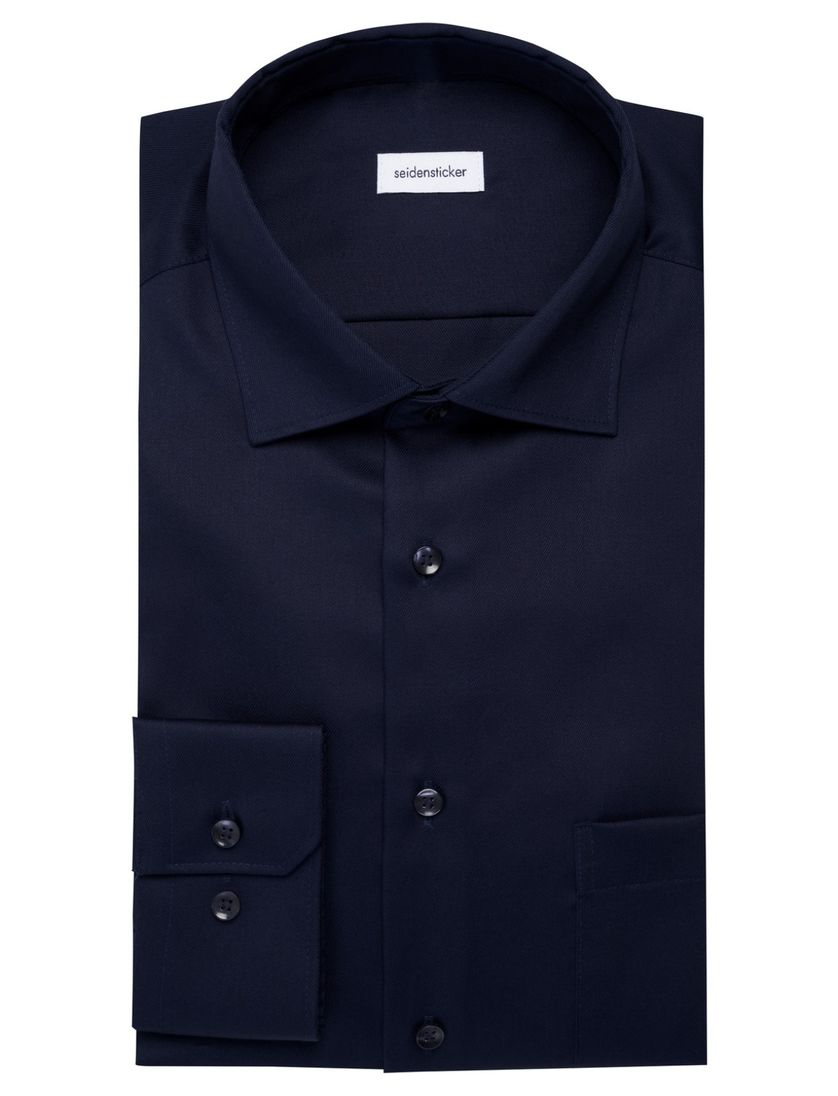 overhemd Seidensticker donkerblauw katoen