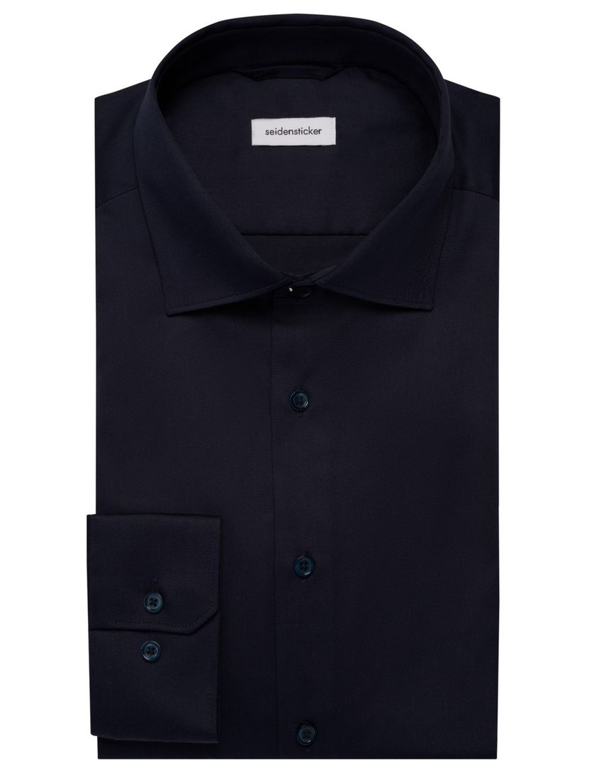 Seidensticker overhemd navy katoen