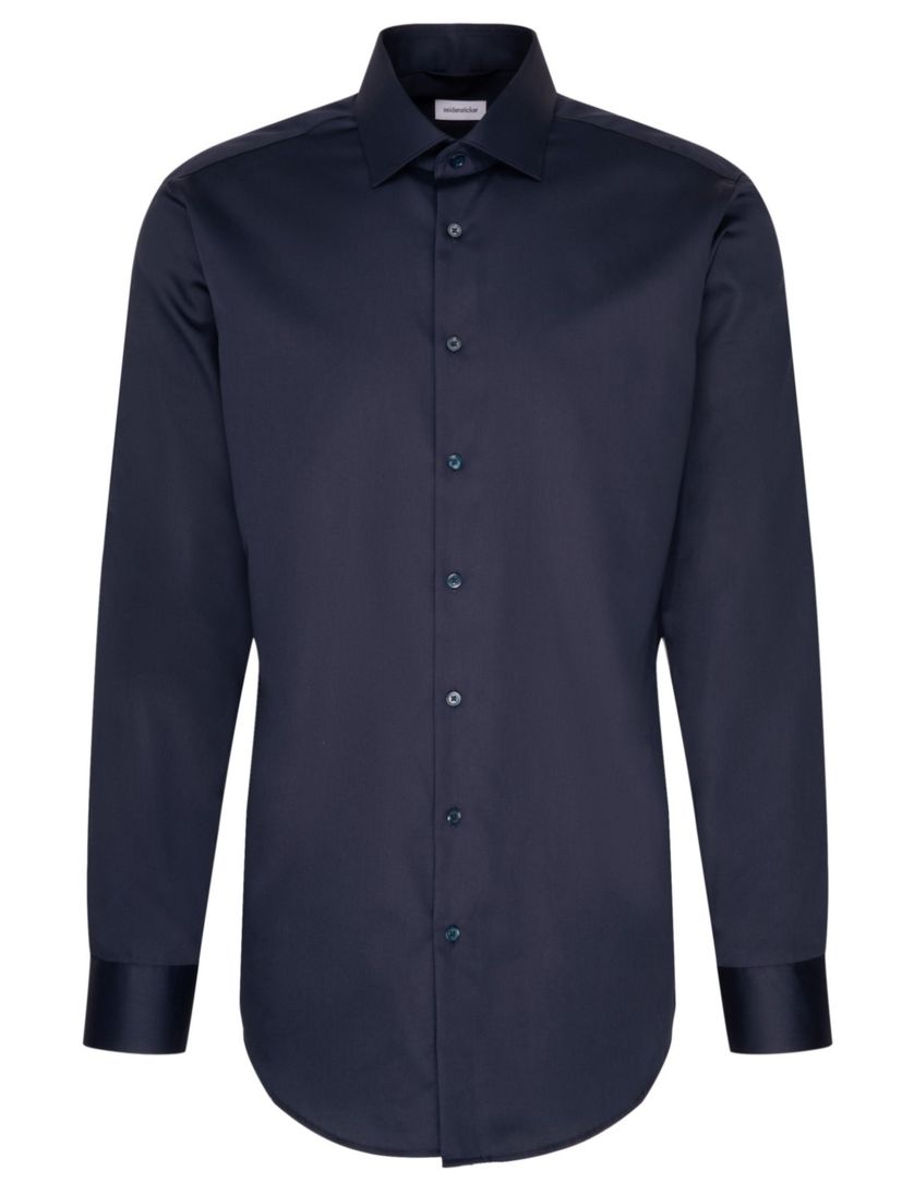 Seidensticker overhemd navy katoen