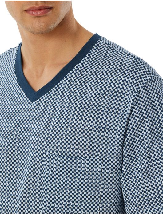 Schiesser shortama blauw geprint