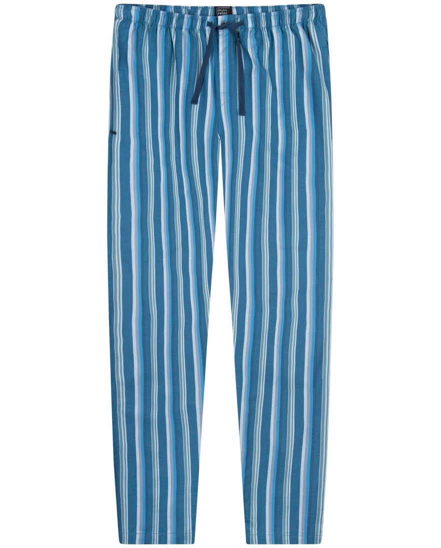 Schiesser pyjamabroek blauw gestreept katoen